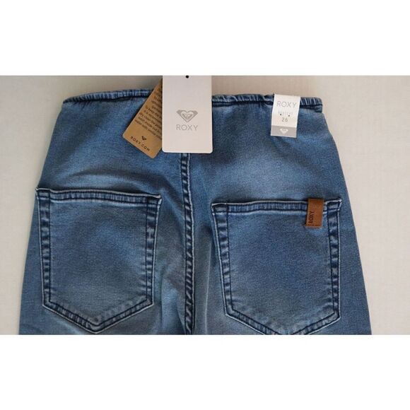 Roxy ERJDP03245 Womens Sz 26 Med Blue Slim Bootcut Wild Blossom Flared Jeans $65 - Picture 6 of 8